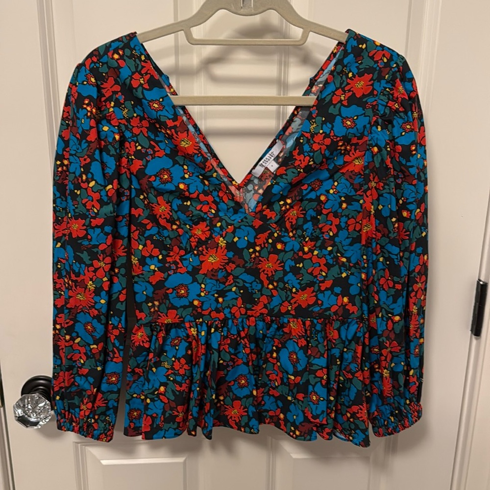 Derek Lam floral peplum top. NWOT